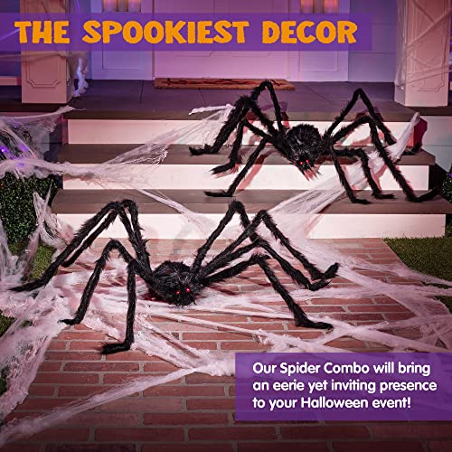 JOYIN 2 Pack 5 Ft Halloween Outdoor Decorations Hairy Black Spider, Scary Giant Spider, Fake Large Haunted House Props, Halloween Yard Lawn Decorations Party Indoor Decor