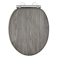 AQUALONA® Luxury Grey Oak Effect Toilet Seat - Soft Close MDF Moulded Wood Seat with Quick Release Button and Durable Hinges - Comfortable, Easy to Clean and Install with Universal Fittings
