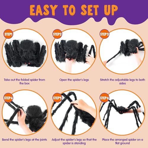 JOYIN Halloween Outdoor Decorations Giant Spider, 5 Ft Large Spider for Yard Lawn Garden Patio Scary Halloween Outside Decor, Indoor Haunted House Prop and Home Party Decor, Black