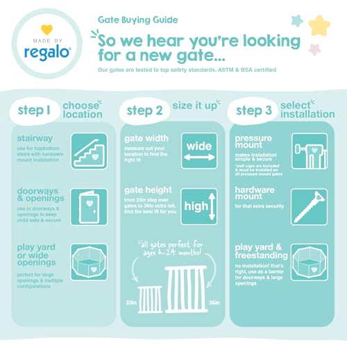 Regalo Safety 29"-38.5" Easy Step Baby Gate, Bottom of Stairs & Doorways