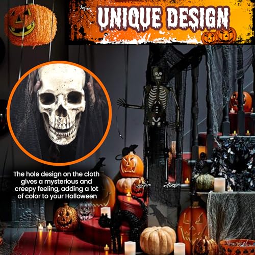 DealKits (48 x 240 in.) Halloween Creepy Cloth, Spooky Giant Cheese Cloth Tapestry for Halloween Party Supplies Decorations Outdoor Yard Home Wall Decor, Black
