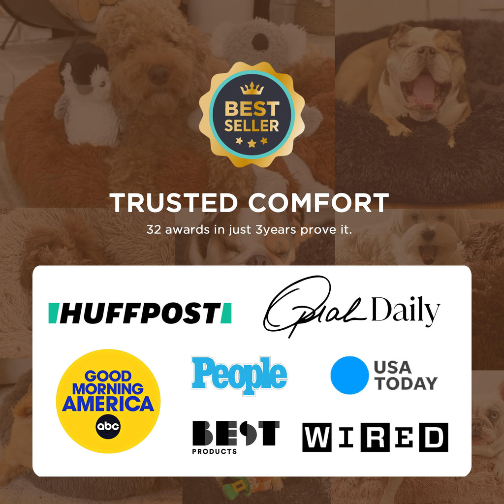 Bedsure Calming Dog Bed Medium Size Dog Donut Washable Pet Bed,30ins Camel | Oprah Daily Sleep Award,Fluffy Faux Fur Round Cuddler,Anti-Slip Bottom,Anti-Anxiety,Deep Sleep for Pets Up to 45 Lbs