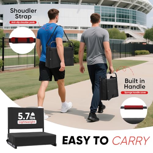 Sekey Stadium Seats with Back Support - 18.4" Wide | 3.2" Thick Cushion, Backrest, Larger Seating Area, 380 lbs, Locking Bleacher Clips, for Outdoor Events