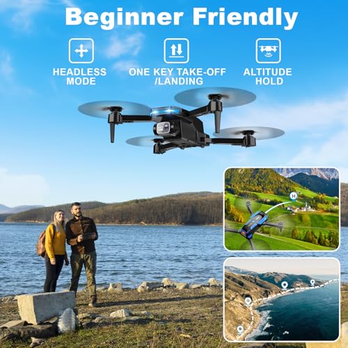 Drone with 1080P Camera - Foldable Remote Control RC Quadcopter FPV Drone | Camera Drone with Gesture Control, 3D Flip, One Key Start, Emergency Stop, 2 Batteries, Toy Drone for Kids Adult Beginners