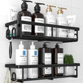 Kitsure Shower Caddy, Minimalist Style Bathroom Shelves, Large, Black | 2 Pack Rustproof Wall-Mounted Shower Shelves, No Drilling Adhesive, Large Capacity Bathroom Organizer, Durable & Easy Install