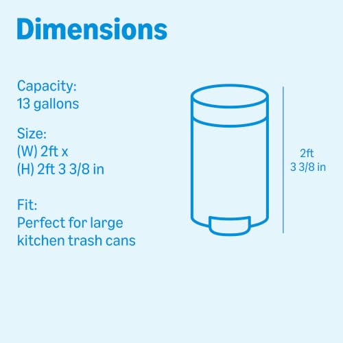 Amazon Basics Scented Trash Bags, Tall Kitchen Drawstring, Clean Scent, 13 Gallon, 200 Count, Pack of 1, Packaging May Vary