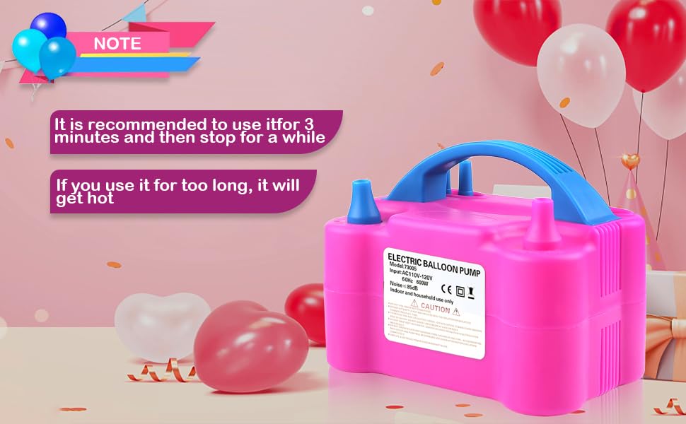 QIPUMP Balloon Pump Electric,110V 600W Balloon Blower Inflator Dual Nozzle Air Pump Balloons Inflator for Decoration, Party, Sport,Gifts:2 Balloon Tying Tools