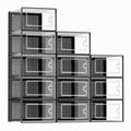 Kuject X-Large Shoe Storage Boxes 12 Pack, Clear Stackable Shoe Organizer | Drop-Front Space-Saving Shoe Cases for Closet, Entryway & Under-Bed Storage, Family Organizer,Black