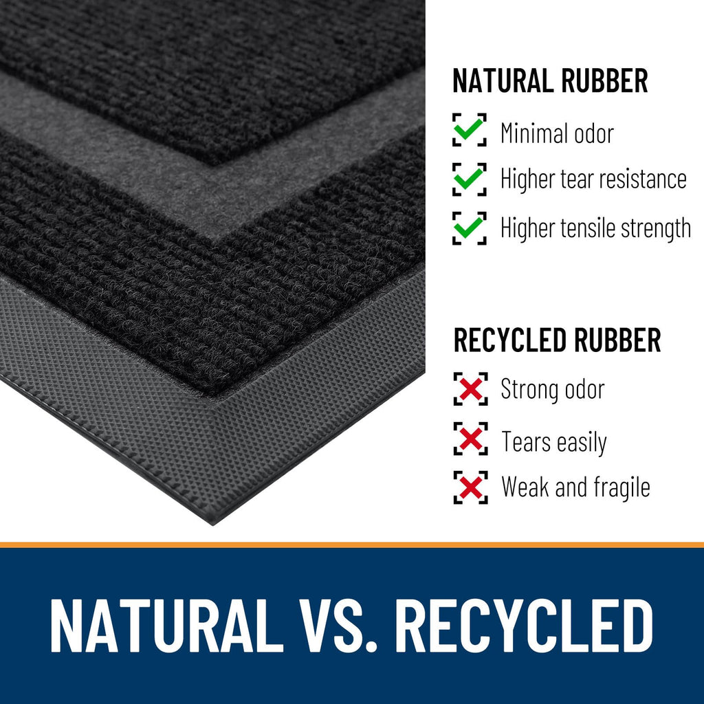 OLANLY Front Door Mat Outside 29.5x17, All-Season Heavy-Duty Rubber Doormat | Black, Absorbent, Stain and Fade Resistant, Waterproof Non-Slip Backing, Low-Profile Indoor Outdoor Floor Mat for Entryway