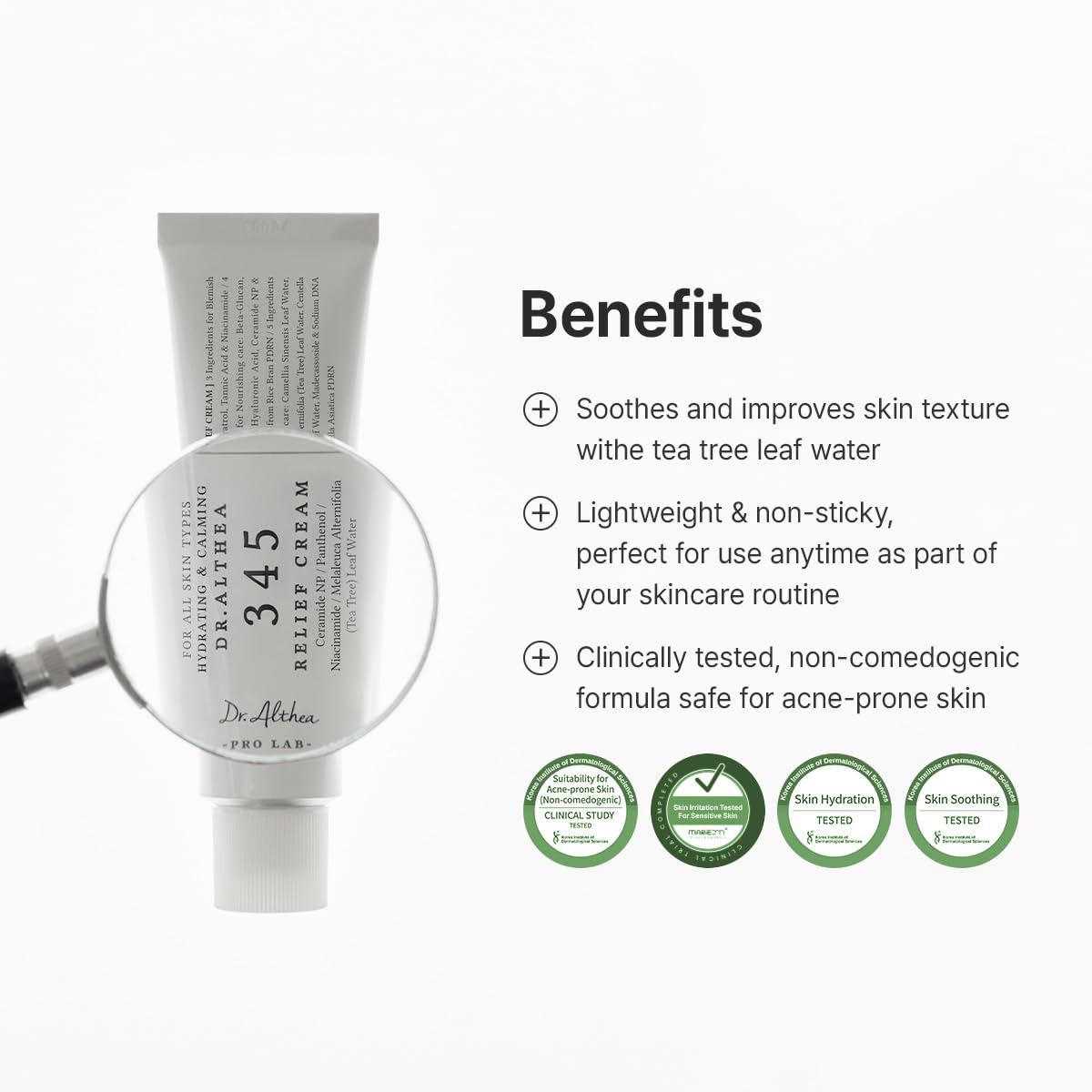 Dr.Althea 345 Relief Cream, 1.69 Fl Oz (Ver.2 - Pack of 1) | Instant Hydration, Blemish & Post-Acne Vegan Face Moisturizer for Sensitive Skin