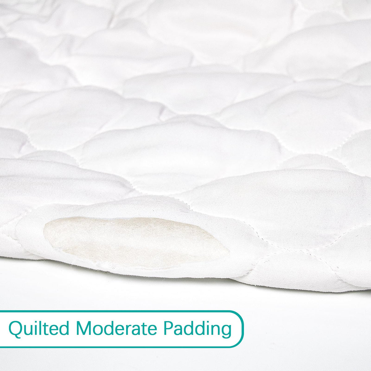 Crib Mattress Protector Sheets Fitted Waterproof Crib Mattress Pad Cover | Quilted Improved Thickness Machine Washable Noiseless 52” x 28” White Fit for Standard Crib Toddler Bed Mattress up to 9”