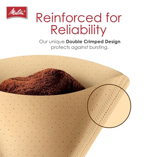 Melitta #4 Unbleached Coffee Filters, Natural Brown Cone Filters, 3-Pack