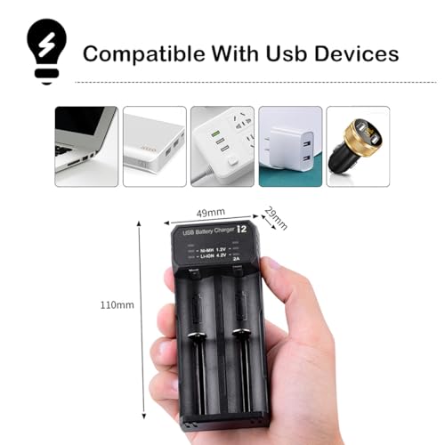 18650 Battery Charger for 3.7V/3.6V Li-ion Batteries 26650 18650 21700 14500 16340(RCR123), Ni-MH/Ni-Cd AA AAA C Batteries-Upgraded
