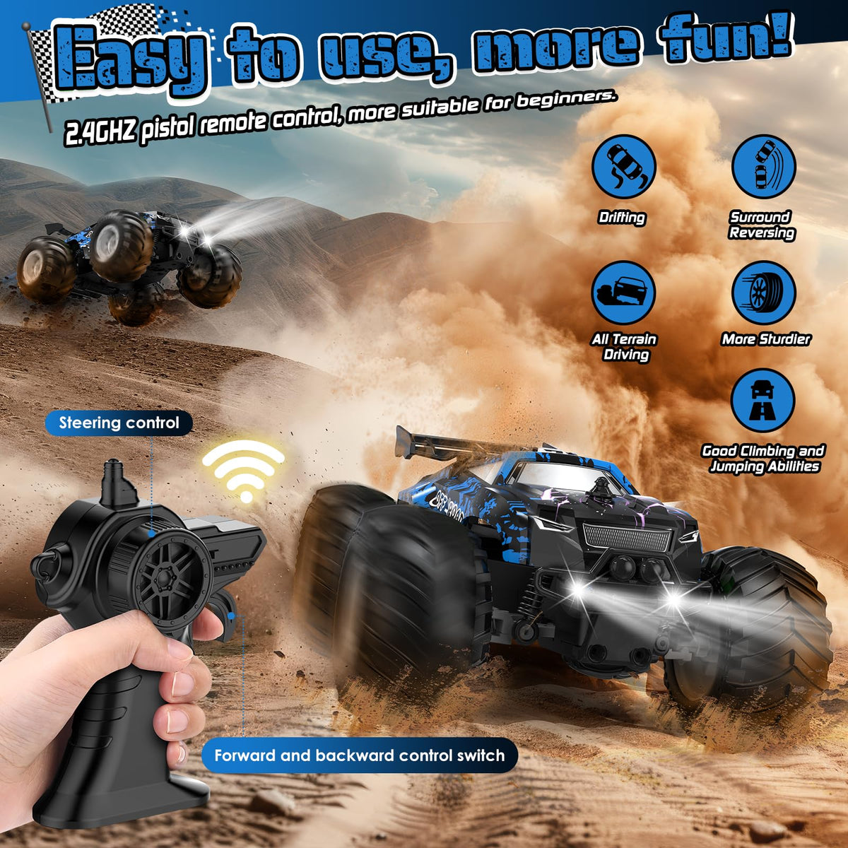 All-Terrain Remote Control Car for Boys Christmas Kids Rechargeable