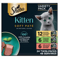Sheba Perfect Portions Kitten Pate Wet Cat Food, Multipack, 2.6 oz, 24 ct | Chicken, Turkey, & Salmon, DHA for brain development, Vitamin E for immunity, real meat, essential amino acids, 48 servings
