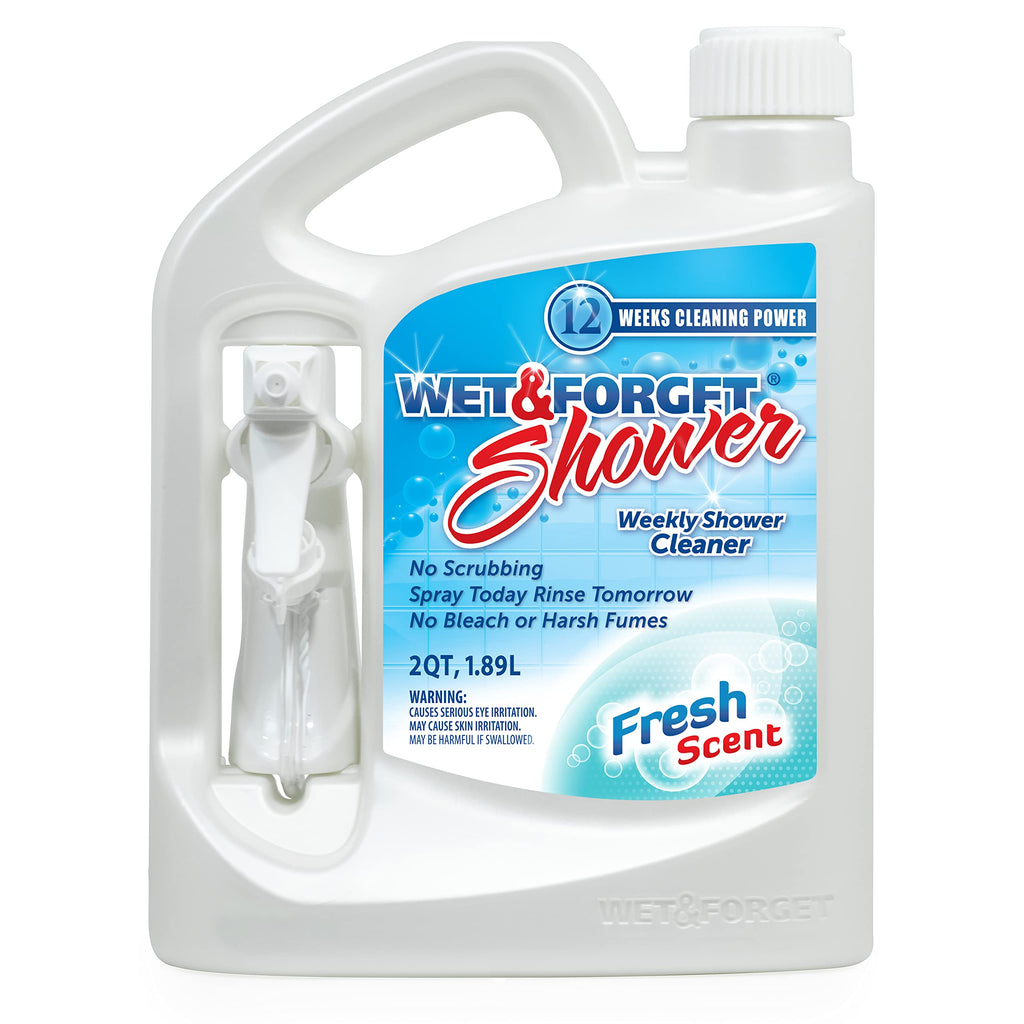 Wet & Forget Shower Cleaner Spray, No Scrub, Fresh Scent, 64 Fl Oz | No-scrub, no rinse, bleach-free, weekly shower cleaner. Cleans & prevents soap scum & grime; for glass, tile, grout & more