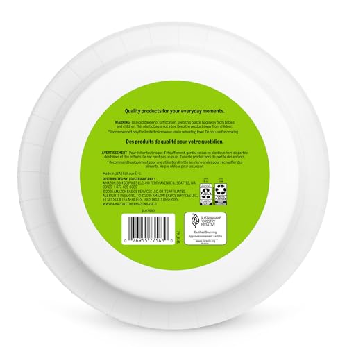 Amazon Basics Everyday Paper Plates, 10 Inch, Disposable, 150 Count, Packaging May Vary