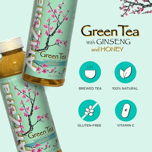 Arizona Green Tea with Ginseng and Honey - 16 Fl Oz (12 Pack)