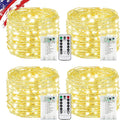 KAQ Fairy Lights Battery Operated with Remote, 4Pack 80FT 240LED Warm White | Timer & 8 Modes, Waterproof Wire, Memory, Cuttable Starry Twinkle String Lights for Bedroom Wedding Classroom Christmas Decor