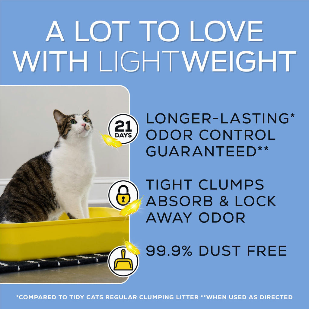 Purina Tidy Cats LightWeight Glade Clear Springs Litter, 17 lb | Glade Scented, tight clumping and low-dust formula offers 21-day odor control for multi-cat homes