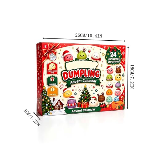 Christmas Decorations Squishies Dumpling Advent Calendar 2026 | Christmas Decor, 24 Dumplings for Adults, Party Favors, Christmas Ornaments, Coundown Calendar, Stress Relief Plaything