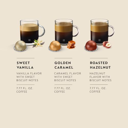 Nespresso Vertuo, Barista Flavored Pack, Medium Roast, 30-Count Coffee Pods | Medium-Roast Coffee Capsules, Caramel, roasted hazelnut and sweet vanilla flavors