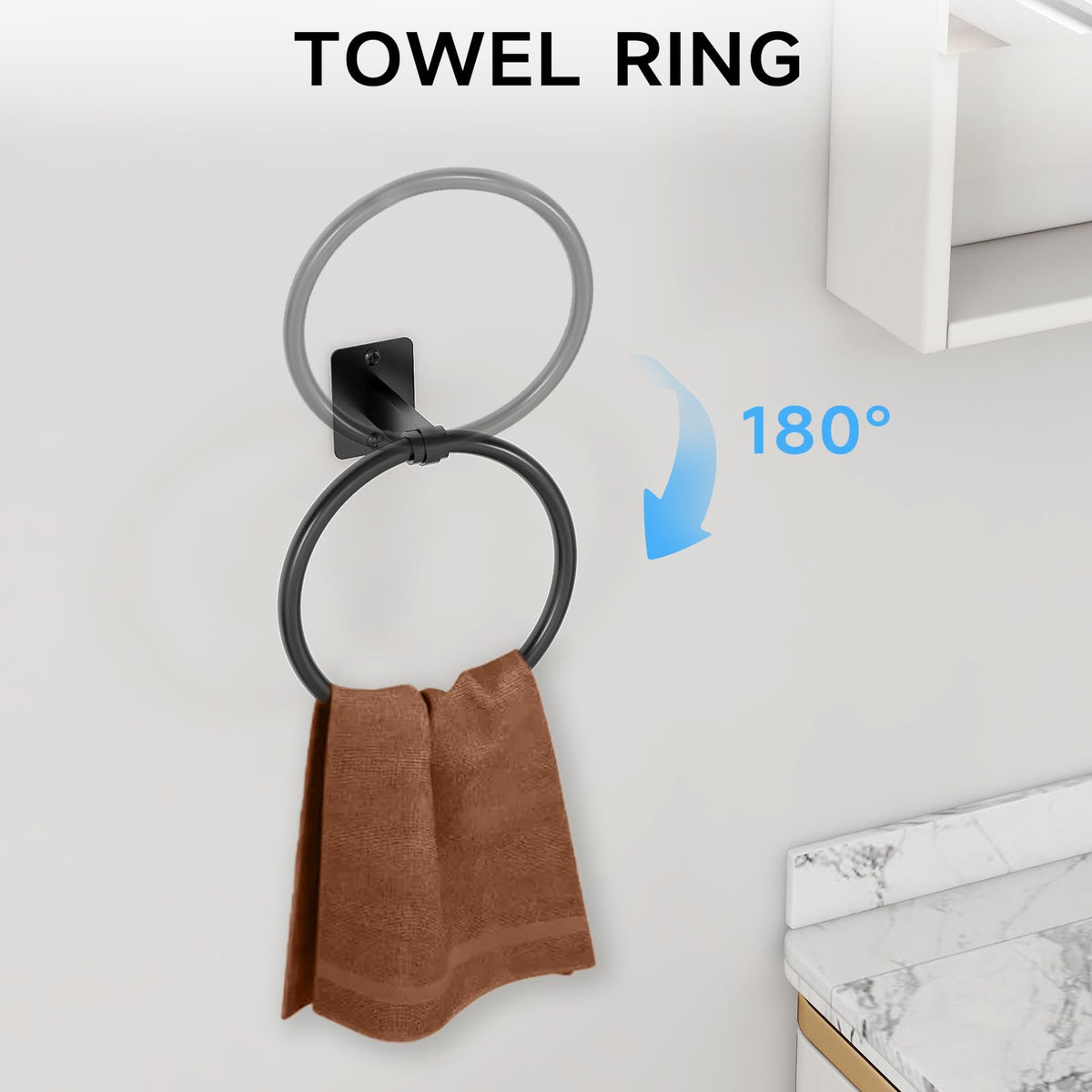 KLJKPA Black Bathroom Accessories Set, 4-Piece Bathroom Hardware Set | 24 inch Towel Bar, Towel Racks for Bathroom, Robe Towel Hooks, Toilet Paper Holder Wall Mounted