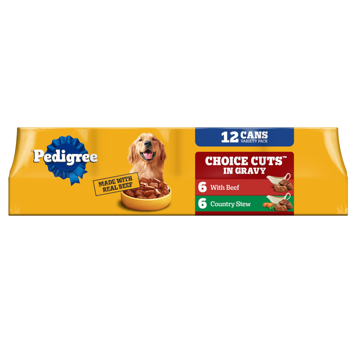 Pedigree Choice Cuts Wet Dog Food, Beef & Country Stew, 13.2 oz, 12 Count | Beef & Country Stew flavors, 100% complete & balanced, 50%+ water for hydration, made with real beef, choice cuts in gravy