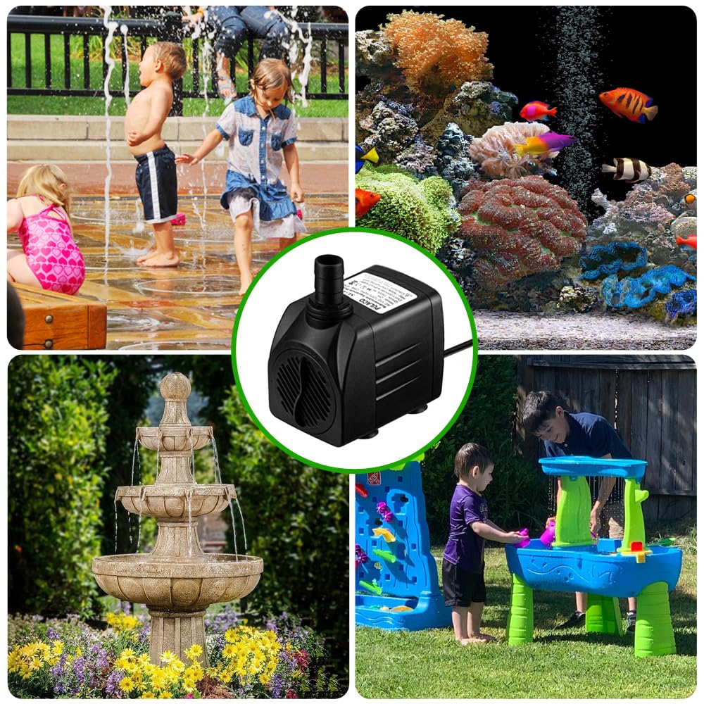 PULACO 400GPH Submersible Pump with 5 ft Tubing | 1500L/H 25Watt durable fountain water pump for Pond Fountain, Aquariums Fish Tank, Statuary, Hydroponics