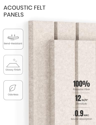 Fluxynara Felt Bulletin Board & Cork Board Alternative 48'' x 36'' | 12-Pack Felt Pin Boards, Vision Board with Adhesive Tabs for Home, Office, Classroom & Dorm, Oatmeal