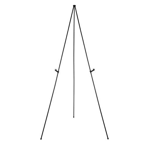 Amazon Basics Easel Display Stand, Instant Floor Poster, Lightweight, Collapsible and Portable with Tripod Base, Black Steel (supports 5 pounds)