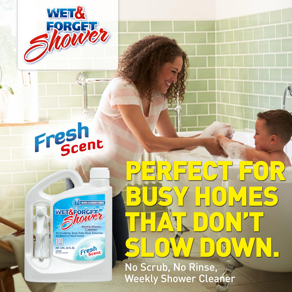 Wet & Forget Shower Cleaner Spray, No Scrub, Fresh Scent, 64 Fl Oz | No-scrub, no rinse, bleach-free, weekly shower cleaner. Cleans & prevents soap scum & grime; for glass, tile, grout & more