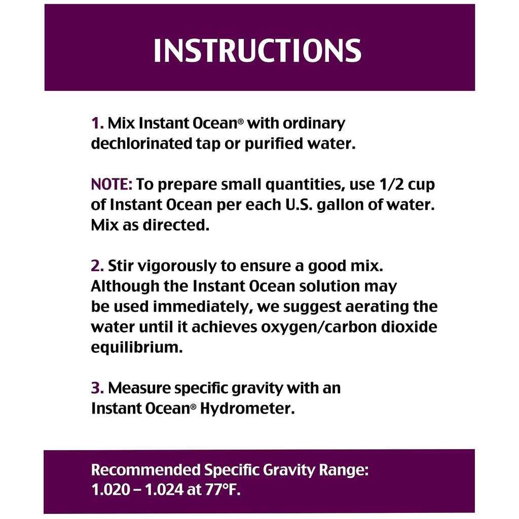 Instant Ocean Sea Salt for Marine Aquariums, 50 Gallons | Formulated For Marine Aquariums With Trace Elements for Marine Fish & Invertebrates, Dissolves Fast, Maintains Ideal pH