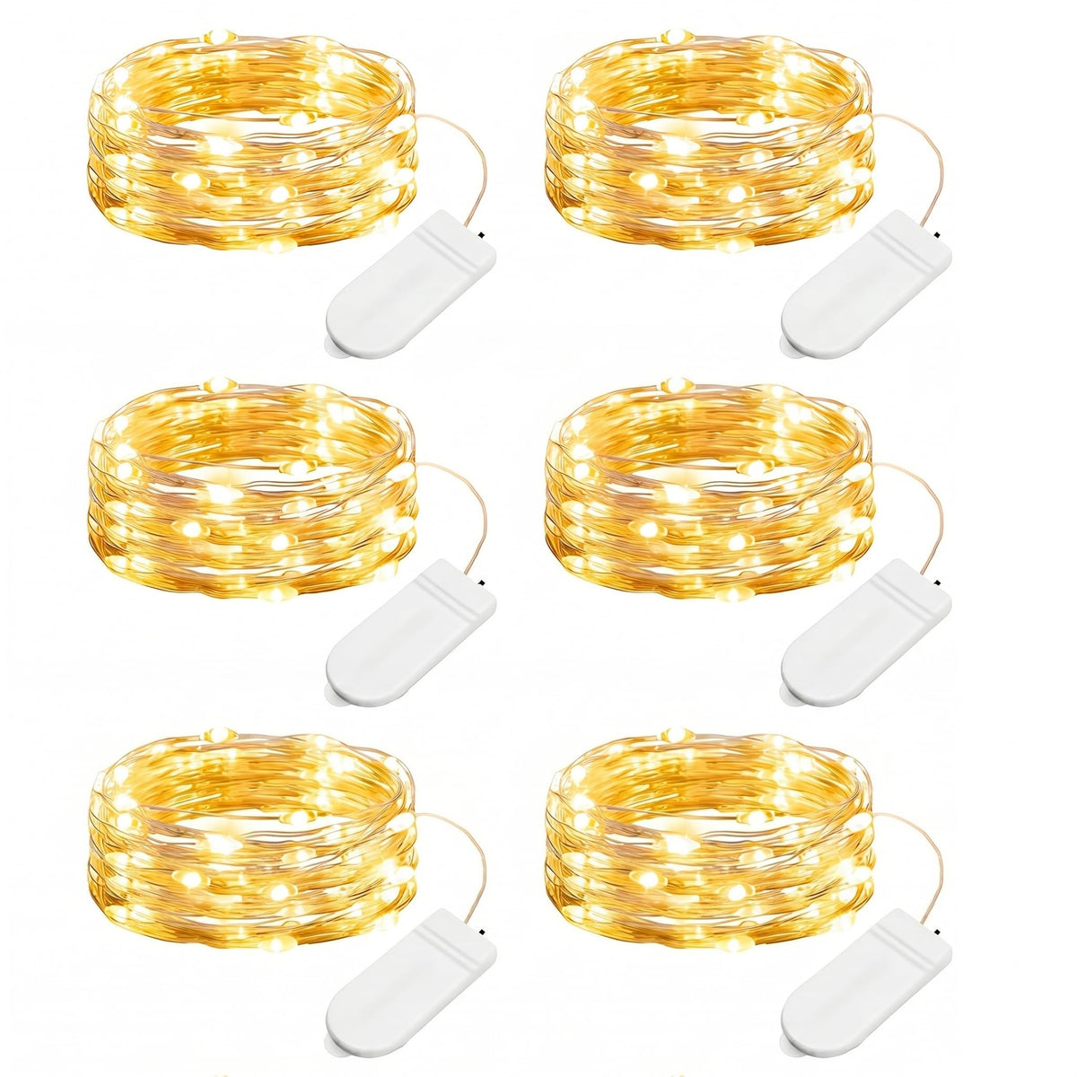Minetom 6 Pack Battery Operated LED Fairy Lights for Christmas Decor | 20 LED Bulbs, Flexible Silver Wire, Waterproof, Lovely for DIY Crafts Wedding Table Centerpieces Decoration