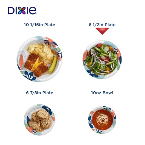 Dixie Paper Plates 8.5 Inch, 90 Count, Disposable Plates | For parties as dessert plates or snack plates, 2X stronger, small paper plates are soak-proof, cut resistant, microwave-safe