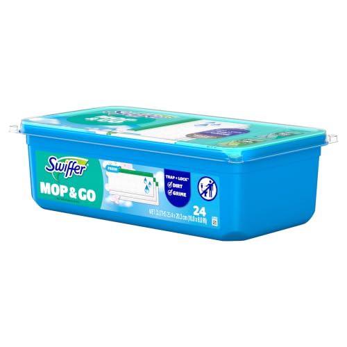 Swiffer Sweep + Mop, Wet Pads Refill, Floor Cleaner for Dirt, Dust, Hair, Cleaning Cloths for Mopping Home, Bathroom, Kitchen, All Purpose Multi-Surface Floor Wipes, Fresh, 24ct