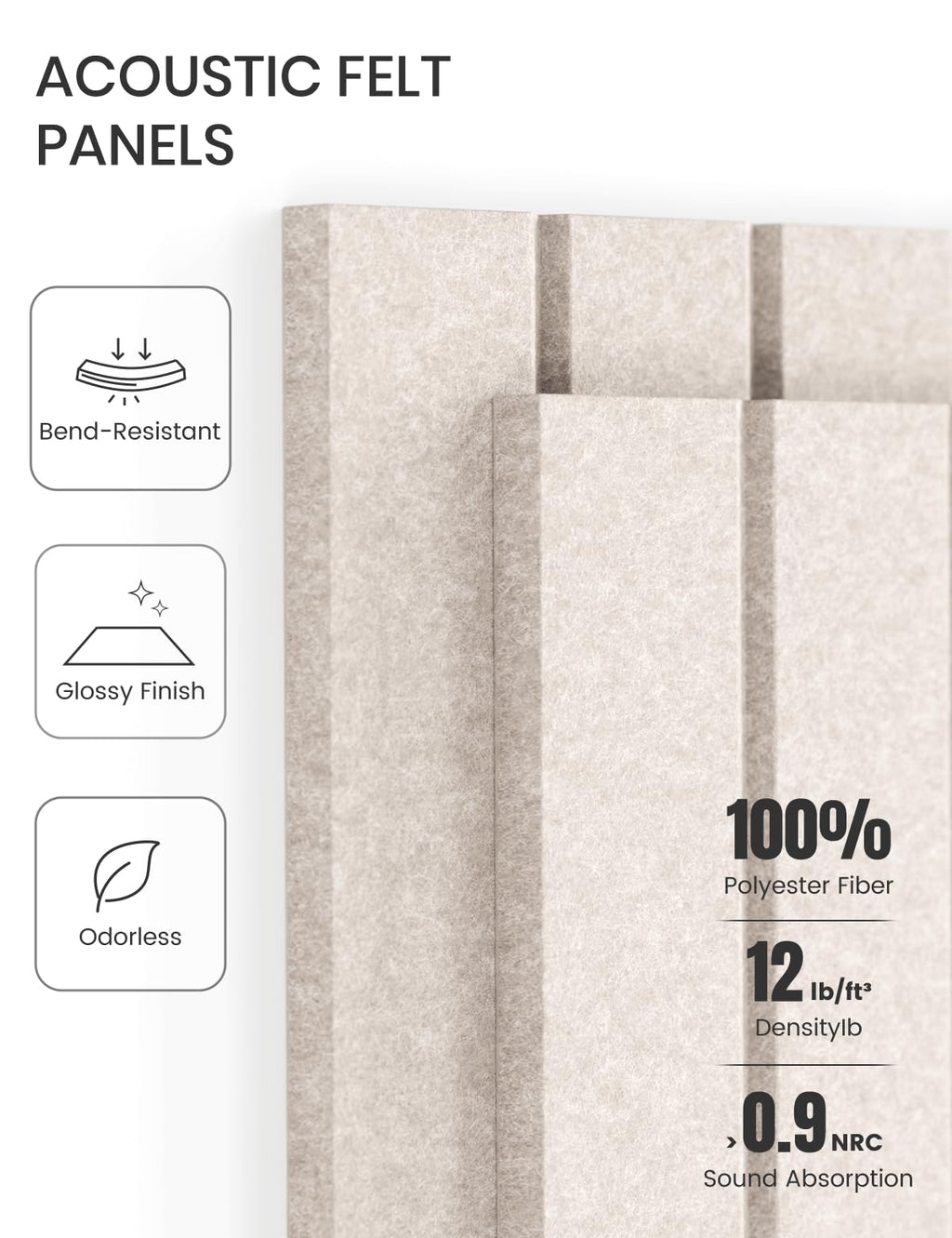 Fluxynara Felt Bulletin Board & Cork Board Alternative 48'' x 36'' | 12-Pack Felt Pin Boards, Vision Board with Adhesive Tabs for Home, Office, Classroom & Dorm, Oatmeal