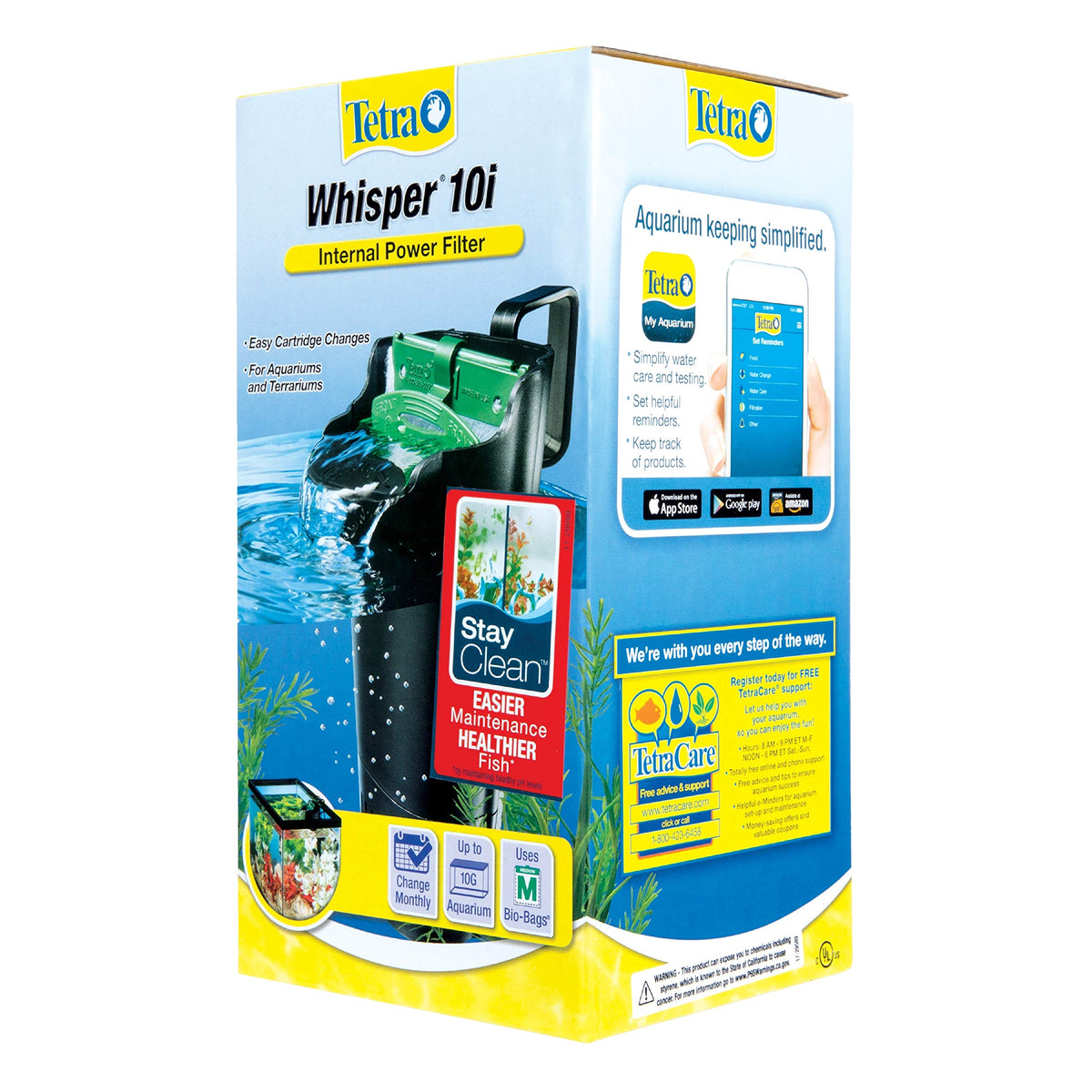 Tetra Whisper 85 GPH Internal Power Filter For Aquariums | For Fish Tanks Up To 10 Gallons, Whisper Quiet, Space-Saving Internal Filter Clips on Tank