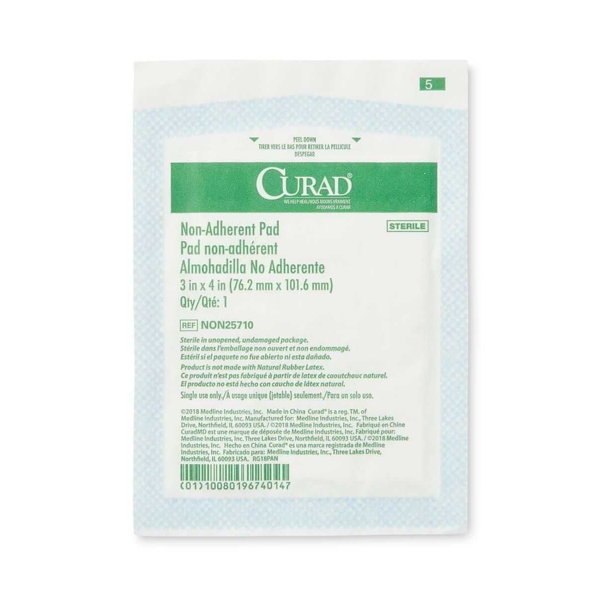 CURAD Sterile Non-Adherent Dressing Pads, 3" x 4", 100 Count | Perfect for Wound Care, Individually Sterilized for Safety, Minimizes Pain During Changes, Easily Cut to Fit Any Shape
