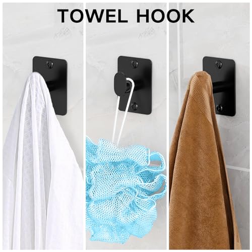 KLJKPA Black Bathroom Accessories Set, 4-Piece Bathroom Hardware Set | 24 inch Towel Bar, Towel Racks for Bathroom, Robe Towel Hooks, Toilet Paper Holder Wall Mounted