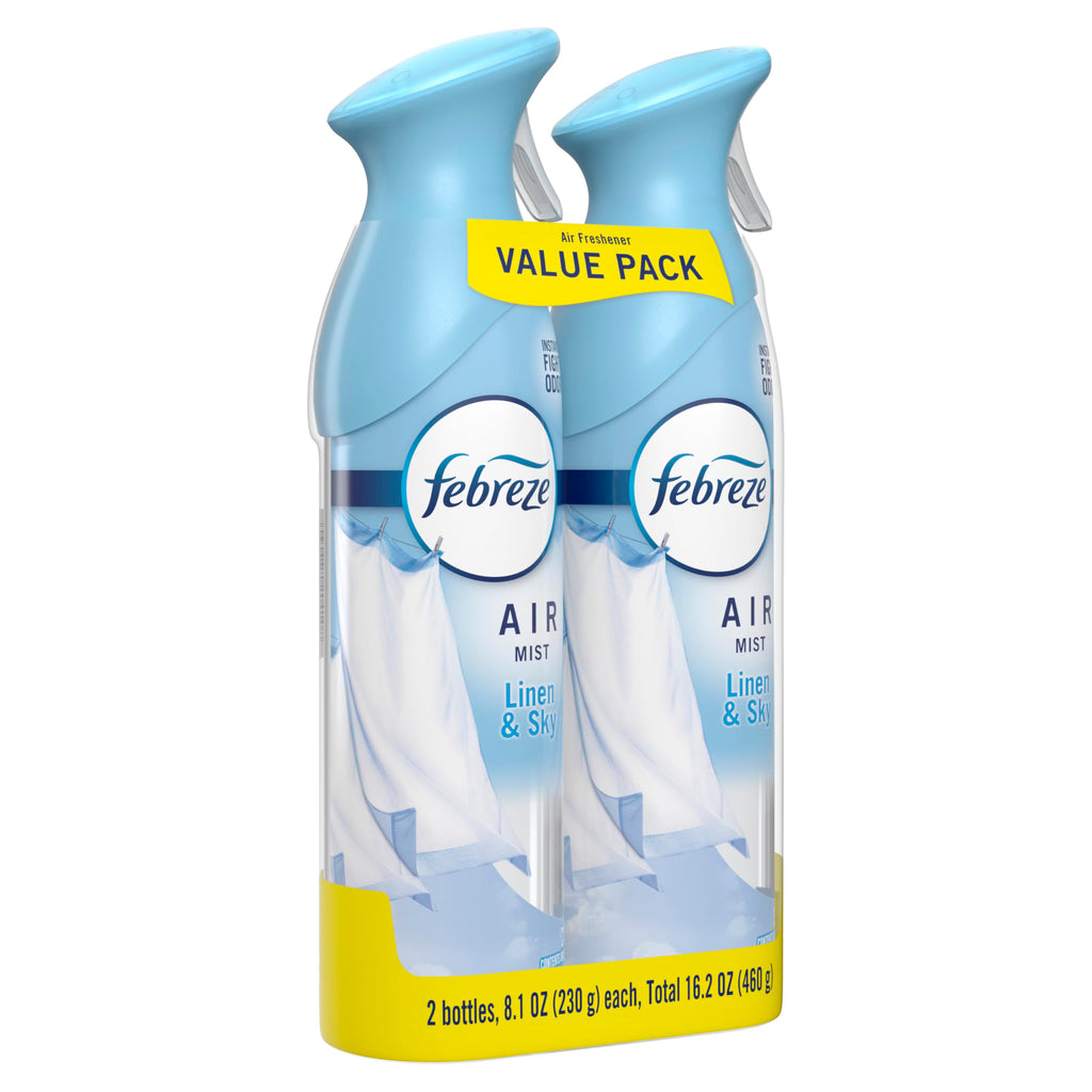 Febreze Air Mist, Air Freshener Spray, Odor Fighting Room Spray, Deodorizer for Home Bathroom Kitchen Office Apartment Dorm Room Classroom, Linen & Sky Scent, 8.1oz (Pack of 2)