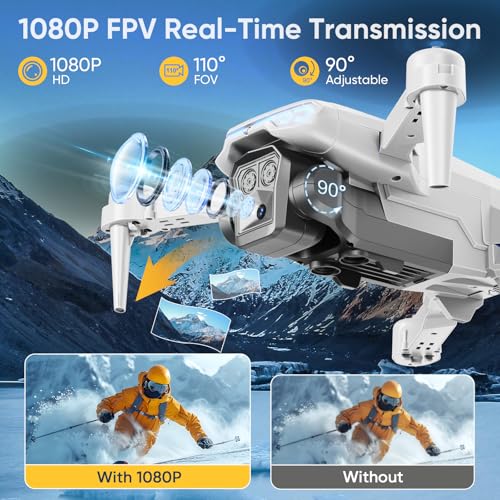 1080P Drone with Camera for Kids & Adults Beginners, Foldable FPV Quadcopter with One Key Takeoff/Landing, Gesture Control, 360° Flips, 2 Batteries, Toy Gift for Teen Boys and Girls
