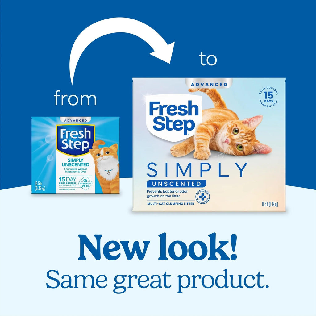 Fresh Step Advanced Simply Unscented Multi Cat Clumping Cat Litter, 18.5 lb | Formulated with No Added Dyes or Fragrances, Ammonia Block Technology, Low Dust, Compatible with Most Automatic Litter Boxes