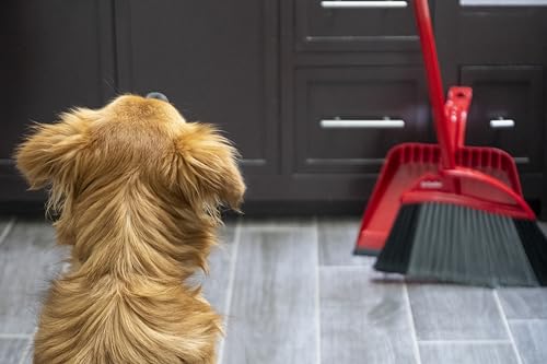 O-Cedar Pet Pro Broom with Step-On Dustpan | Removes Over 99% of Dust & Dirt in One Sweep | Removes 3X More Pet Hair | Quiet Cleaning Tool for Cat and Dog Owners