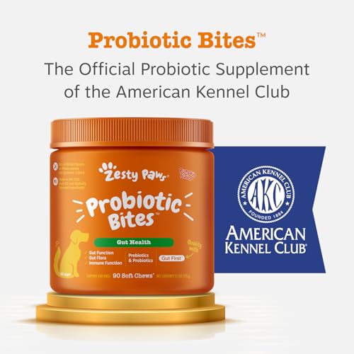 Zesty Paws Probiotics for Dogs - Gut Health Soft Chews, Pumpkin, 90 Ct | Probiotics for Dogs Soft Chews for Gut Health & Digestive Support