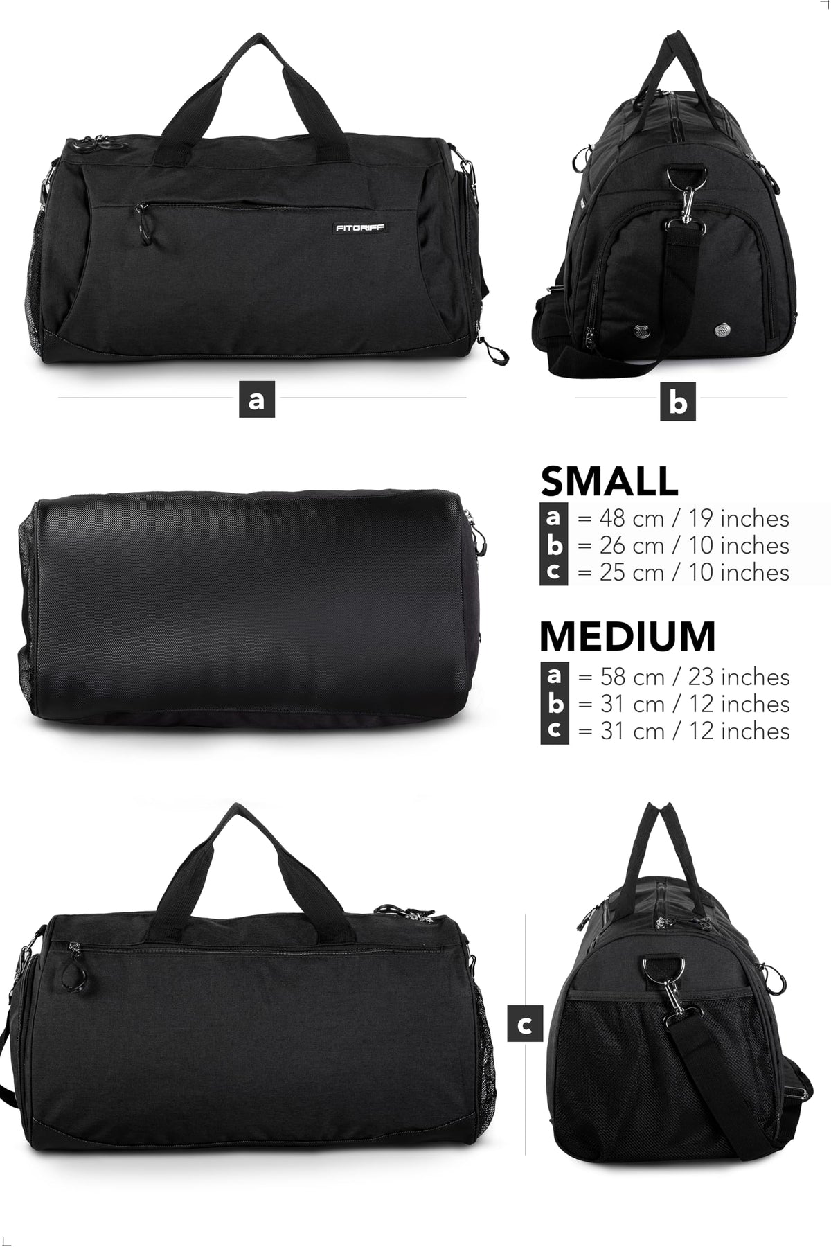 Fitgriff® Gym Bag for Men & Women with Shoe & Wet Compartment - Duffle Bag for Travel, Sports, Fitness & Workout