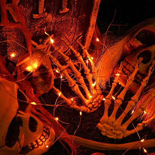 BrizLabs Orange Battery Operated Halloween LED Fairy String Lights Indoor | 2 Pack 19.47 ft 60 Steady On/Twinkle LED Silver Wire, Mini DIY Craft Ornaments for Bedroom Christmas Thanksgiving Home Table