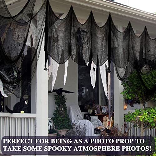ZeeDix 6 Pack Black Halloween Creepy Cloth 30 × 75 Inch - Halloween Cheesecloth Decoration Spooky Scary Gauze Black Cheese Cloth for Party Supplies Outdoor Yard Home Wall Doorway