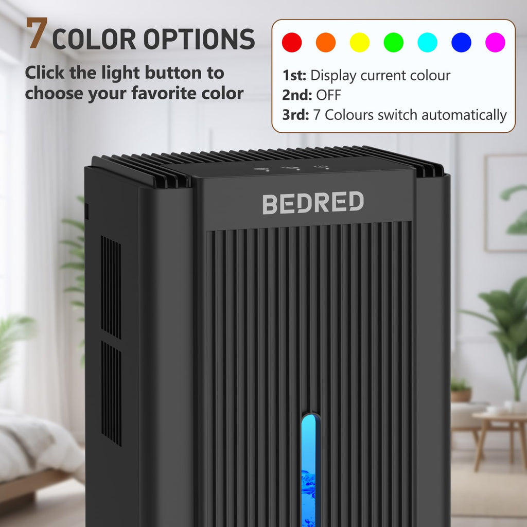 Dehumidifier,95OZ Dehumidifier for Home Sq.Ft - Quiet with Auto Shut Off & Relaxing 7 Color Ambient Light,Ideal for Livingroom, Bedroom, Basement(Black)