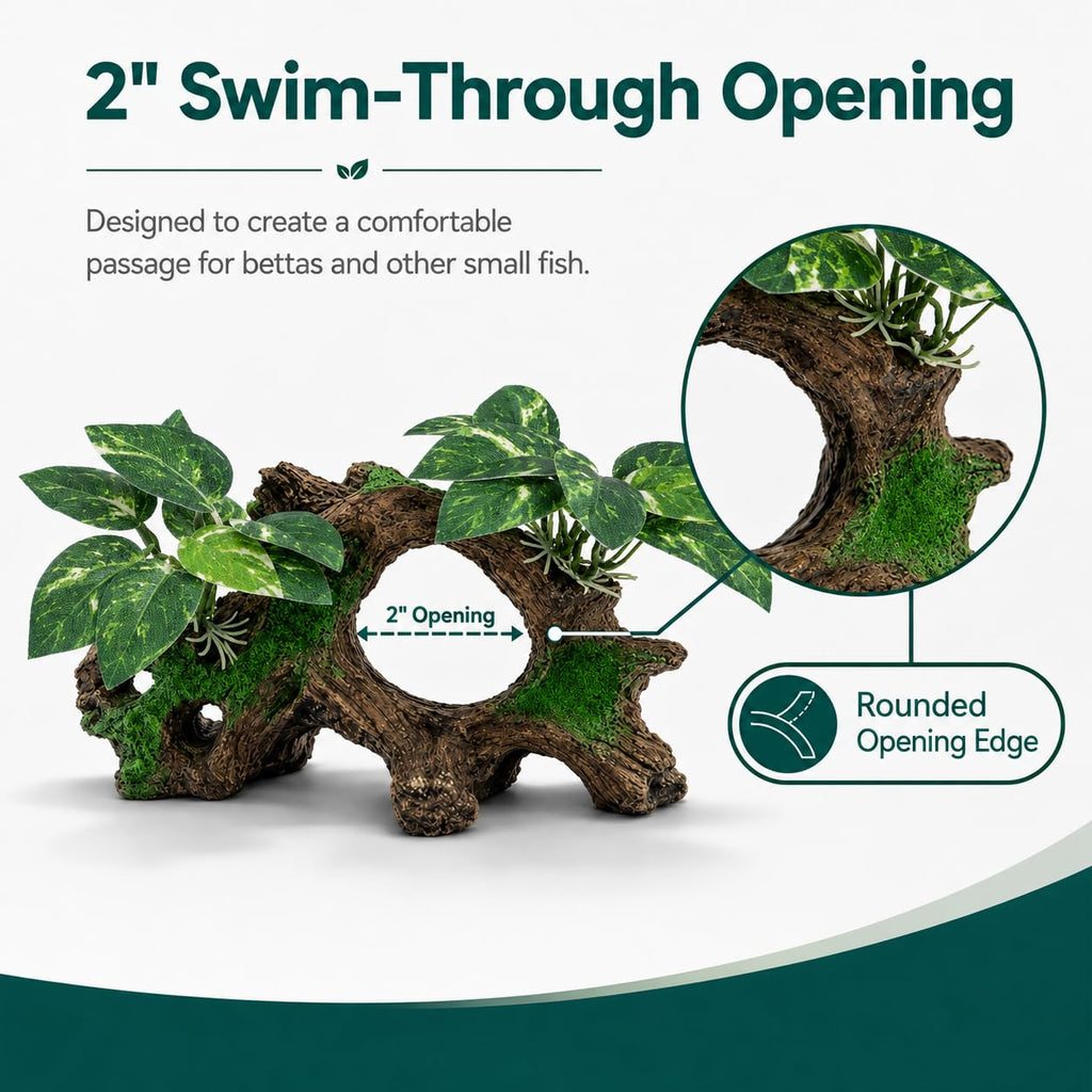 Aquarium Decorations Cave Silk Aquarium Plants Betta Fish Tank Decor | Soft & Safe Fish Tank Accessories, Aquarium Decor Plants for Beta Goldfish Bowl Decor, Artificial Driftwood Fish Cave